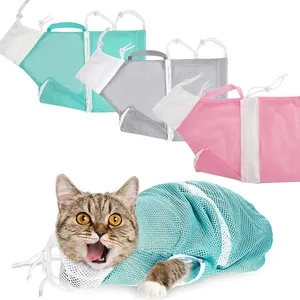 Cat Supplies Multifunctional Adjustable Anti-Scratch Pull-Resistant Polyester Grooming Washing Bags Pet Cat Bath Mesh Bag