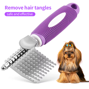Raclette double face en acier inoxydable pour animaux de compagnie, écologique, sans douleur, facile <span class=keywords><strong>à</strong></span> démêler, pour petits animaux - Product Image 1