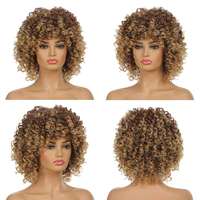 Perruques afro bouclées personnalisables pour femmes noires, perruque bouclée crépue avec frange, fibre synthétique, aspect naturel, sans colle