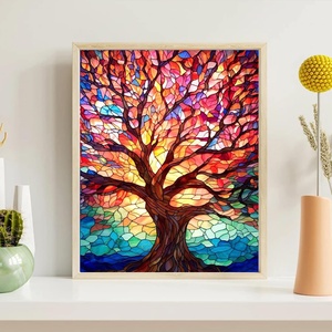 Kit de peinture par numéros Série Botanique Arbre de Vie Coloré et Onirique Décoration Murale Pliante Peinte à la Main - Product Image 2