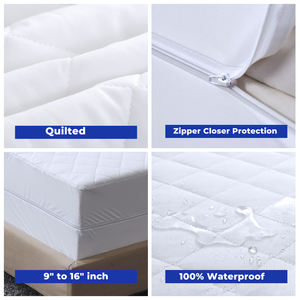 Funda Acolchada Ajustable Resistente a las Arrugas con Bolsillos Profundos para Alergias, Protector <span class=keywords><strong>de</strong></span> Colchón para Uso Hospitalario - Product Image 4