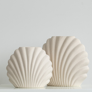 <span class=keywords><strong>Vase</strong></span> en céramique de style nordique, moderne et créatif, en forme de coquille, minimaliste, <span class=keywords><strong>blanc</strong></span>, <span class=keywords><strong>pour</strong></span> fleurs de <span class=keywords><strong>pampa</strong></span>, décoration intérieure - Product Image 2