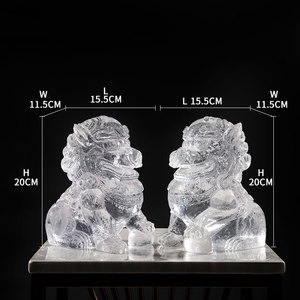 Fábrica China Fengshui decoración de oficina en casa Kylin estatua transparente escultura de resina productos artesanales - Product Image 4