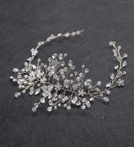 Eleganti fermagli per capelli a coda lunga con fiore in lega di strass brillanti accessori per capelli da sposa da donna copricapo da sposa - Product Image 5