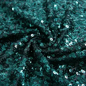 Design Polyester Cheap Luxury Mesh Tulle Luxury Full Green Sequin Material Fabric Embroidery For Club Dress