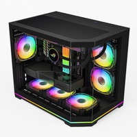 Boîtier PC en verre LY Best Sales 270, ventilateurs arc-en-ciel personnalisés, Micro ATX, verre trempé, boîtier PC de jeu en SPCC, bande lumineuse ARGB