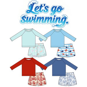 Nouvelle Arrivée : Ensemble Maillot de Bain Anti-UV à Manches Longues et Short de Bain Résistant pour Bébés Garçons – Impression Personnalisée – <span class=keywords><strong>Tenue</strong></span> de Plage Estivale pour Enfants - Product Image 1