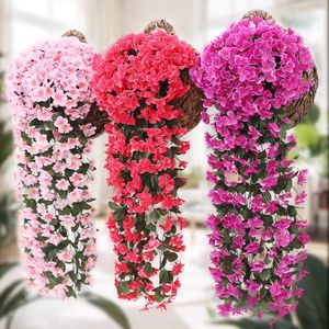 กระเช้าแขวนดอกกล้วยไม้ประดิษฐ์สีชมพู แดง ม่วง สำหรับตกแต่งห้องนั่งเล่น - Product Image 1