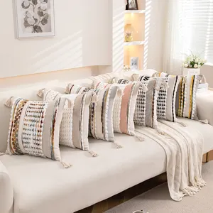 Colorful Herringbone Pattern Embossed Stripe Pillow Living Room Sofa Bedroom Headrest Cushion Cover