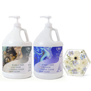 LEQU 1 Gallon Clear <b>Epoxy</b> Resin AB Adhesive Kit for Casting Coating Wood <b>Table</b> Crafts - Product Image 1
