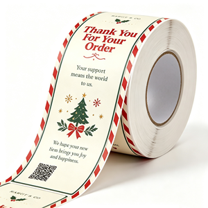 Étiquettes autocollantes pour boîtes cadeaux de Noël, étiquettes rectangulaires, logo personnalisé, fournitures d'emballage, étiquettes adhésives imperméables et durables - Product Image 1