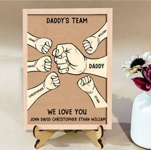 Plaque en bois personnalisée avec inscription « Fist Bump », cadeau pour la fête des pères ou un anniversaire, pour papa et les enfants. - Product Image 2