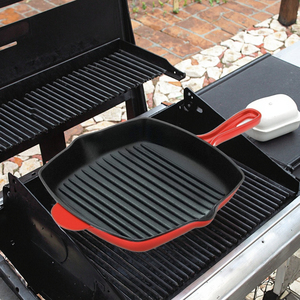 Poêle à steak en <span class=keywords><strong>fonte</strong></span> <span class=keywords><strong>émaillée</strong></span> poêles à frire carrées antiadhésives en métal pour la cuisine utilisation en extérieur poêles à rôtir au four pour la maison - Product Image 3