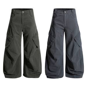 Pantalones Cargo de Lona de Pierna Ancha con Dobladillo Curvo Estilo Retro Americano, Unisex, Estilo Neutral, Silueta Holgada, Moda Casual Urbana - Product Image 5