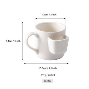 Tasse en céramique de Chaozhou avec poignée 200 ml, couleur unie, tasse cadeau DB2228 - Product Image 1
