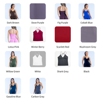 NCLAGEN Nouvelle Tendance Débardeur de Sport Femme à Fort Maintien, Sans Coutures, Séchage Rapide, Respirant, Col en V, Yoga, Devant Torsadé, Coupe Longue