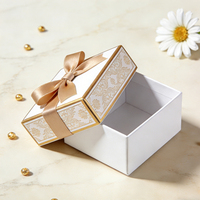 Caja de Regalo Rígida para 4 Bombones con Lazo, de Cartón, con Logotipo Personalizado, de Lujo, para Dulces, Chocolates Pequeños y Dátiles