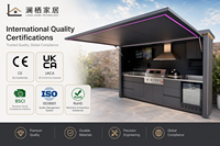 Dapur Luar Ruangan Modular Baja Tahan Karat Berkualitas Tinggi Terintegrasi dengan Panggangan BBQ, Pergola Tahan Air dan Angin, Desain Modern