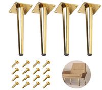 WEKIS Pieds de canapé en métal Support de chaise conique en laiton doré Pieds de meuble en acier Lit de chevet Armoire chromée