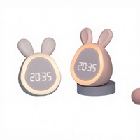 Lampe Réveil LED Intelligente Mini Mignonne en Forme de Lapin de Dessin Animé Moderne, en ABS, Contrôlée par Application, Rechargeable par USB, pour Étudiants, Veilleuse Connectée