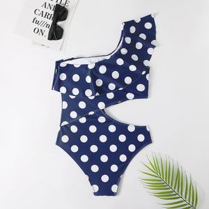 ชุดว่ายน้ำวันพีซแบบสั่งทำสำหรับผู้หญิง ลดราคาสุดฮอต ลายจุดเซ็กซี่ พร้อมระบายชายหาด - Product Image 2