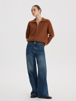 Jean YUANBOFEI pour femme, micro-à volants, haute qualité, coupe ajustée, taille haute, en denim respirant, style simple et tendance
