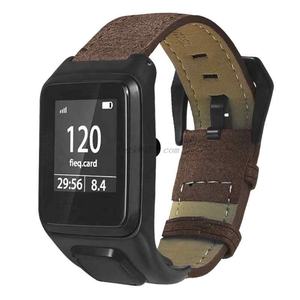 Bracelet de montre en cuir véritable remplacé avec fermoir en métal pour <span class=keywords><strong>TomTom</strong></span> <span class=keywords><strong>Runner</strong></span> 2 3/Spark 3 Cardio/Music/Adventurer - Product Image 1