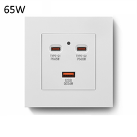 Chargeur mural super rapide 65W à 3 ports USB Type A+C, prise murale universelle multi-ports, adaptateur de prise pour téléphone portable AC110-240V