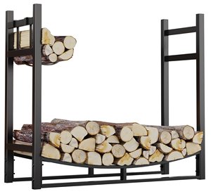 Indoor or Outdoor Fireplace Log Rack Firewood Holder Wood Storage Firewood Rack with Kindling Holder