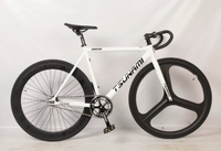 Vélo de route à pignon fixe avec cadre en alliage d'aluminium SNM100, roues à trois rayons en alliage de magnésium, freins à double disque à vitesse unique