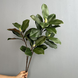 Rama de Hojas de <span class=keywords><strong>Magnolia</strong></span> <span class=keywords><strong>Grandiflora</strong></span> Artificial al por Mayor, Tallo de Follaje de <span class=keywords><strong>Magnolia</strong></span> Artificial con Frutos para Decoración de Paredes de Plantas en Bodas y Hogares - Product Image 6