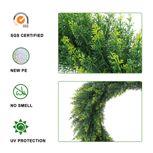 Hh-60 personnalisé multicolore suspendu en plastique vert cyprès feuille <span class=keywords><strong>guirlande</strong></span> artificielle couronne ronde pour la décoration de jardin extérieur - Product Image 5