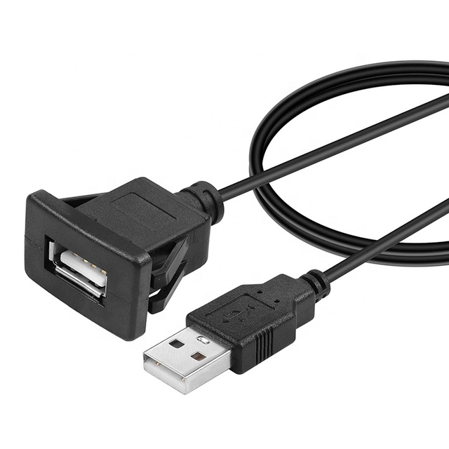Waterproof Snap in Panel Mount Male to Female Socket USB Extension Wire Cord Cable for Car Truck Boat Motorcycle Dashboard
