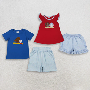 Boutique Toddler Baby Girls Boys Summer <b>Clothes</b> Sets Fashionable Short Sleeve Embroidery Tops with Camo Shorts 2Pcs Set Clothing - Product Image 6