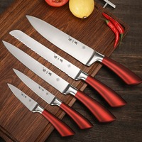 Couteau de Chef 8 pouces en Acier Inoxydable Allemand à Haute Teneur en Carbone Forgé - Couteau de Cuisine Ergonomique avec Manche Antidérapant Coloré