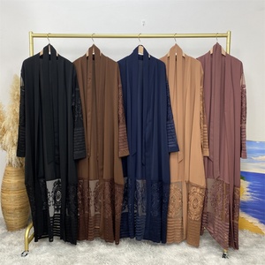 1546# Latest Designs New Model Dubai Wholesale Clothing Floral Lace Turkish Kimono Abaya - Product Image 6