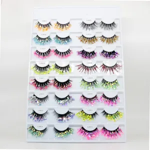 Stage makeup lashes ciglia color glitter con stella decorare bling vegan 3d ciglia di visone ciglia colorate