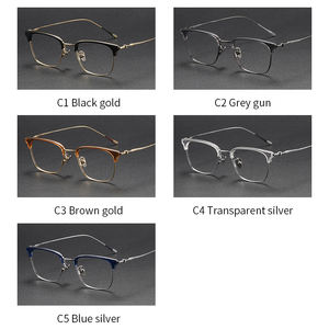 กรอบแว่นไทเทเนียมทรงกลม80896สำหรับผู้ชายกรอบแว่นตาผู้หญิงทำจากไทเทเนียมกรอบแว่นตาโลหะ - Product Image 2