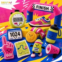 Figurine en peluche fantaisie, ensemble Marathon Vibrant, porte-clés en peluche à thème sportif pour cadeau de course et objet de collection