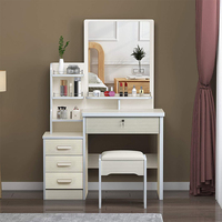 Commode nordique blanche en MDF avec miroir et 6 tiroirs, meuble moderne réglable pour chambre/entrepôt