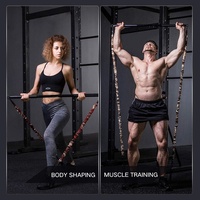 Wellshow Sport Portable Home Gym Set avec barre d'entraînement Banc de presse Set Squat Resistance Band Door Anchor