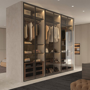 Armario de <span class=keywords><strong>ropa</strong></span> <span class=keywords><strong>Wish</strong></span> Cloakroom Furniture, armario vestidor negro con puerta de vidrio y luces LED - Product Image 3