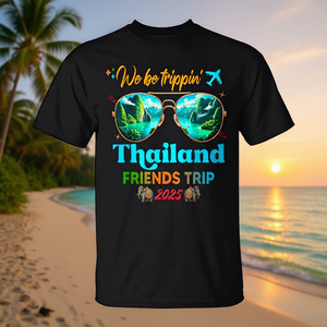 T-shirt Unisexe Noir Thème Voyage entre Amis Thaïlande 2025 - Product Image 3