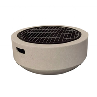 Brasero d'extérieur en MgO avec base en béton, pack d'accessoires incluant grille de barbecue et pioche, écologique, autoportant, garantie 1 an