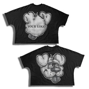 Camiseta personalizada de fábrica de alta calidad de peso pesado Street Hipster Drop Shoulder camiseta serigrafiada 100% algodón Unisex recortada camisetas - Product Image 3
