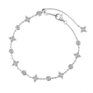 Dylam New Arrival Rhodium 18K Gold Plated Sterling Silver Link Chain 5A Zirconia Four Leaf <b>Clover</b> Flower Pendant <b>Bracelets</b> - Product Image 1