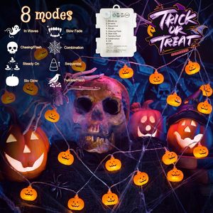 Sunnyhoho Halloween Pumpkin String <b>Lights</b> 10Ft 20LED Timer 8 Modes Clear <b>Wire</b> Indoor Outdoor Decor - Product Image 2