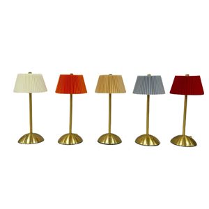 Cross-border modern minimalist fabric metal pleated <b>table</b> <b>lamp</b> for bedroom bedside ambient lighting, rechargeable USB touch - Product Image 5