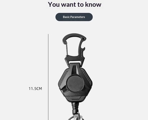 Portachiavi Multifunzionale Telescopico Automatico Retrattile con Cavo in Acciaio Anti-smarrimento per Alpinismo, Personalizzabile con Logo - Product Image 5
