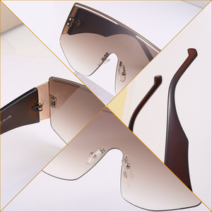 Lunettes de soleil sans monture de style européen pour femmes, verres PC UV400, couleur gris thé, protection solaire tendance pour le cyclisme en extérieur - Product Image 4